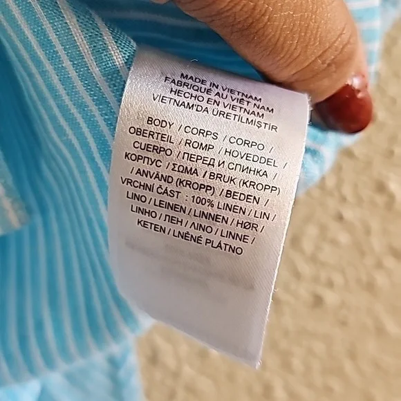 RALPH Lauren 100% Linen Blue Top - Picture 5 of 7